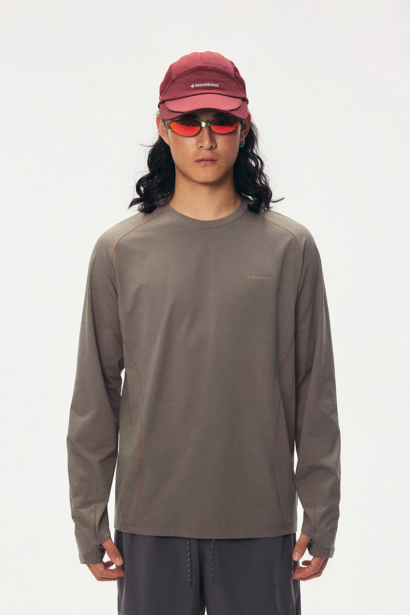 コントラストステッチ ロングスリーブTシャツ メンズ