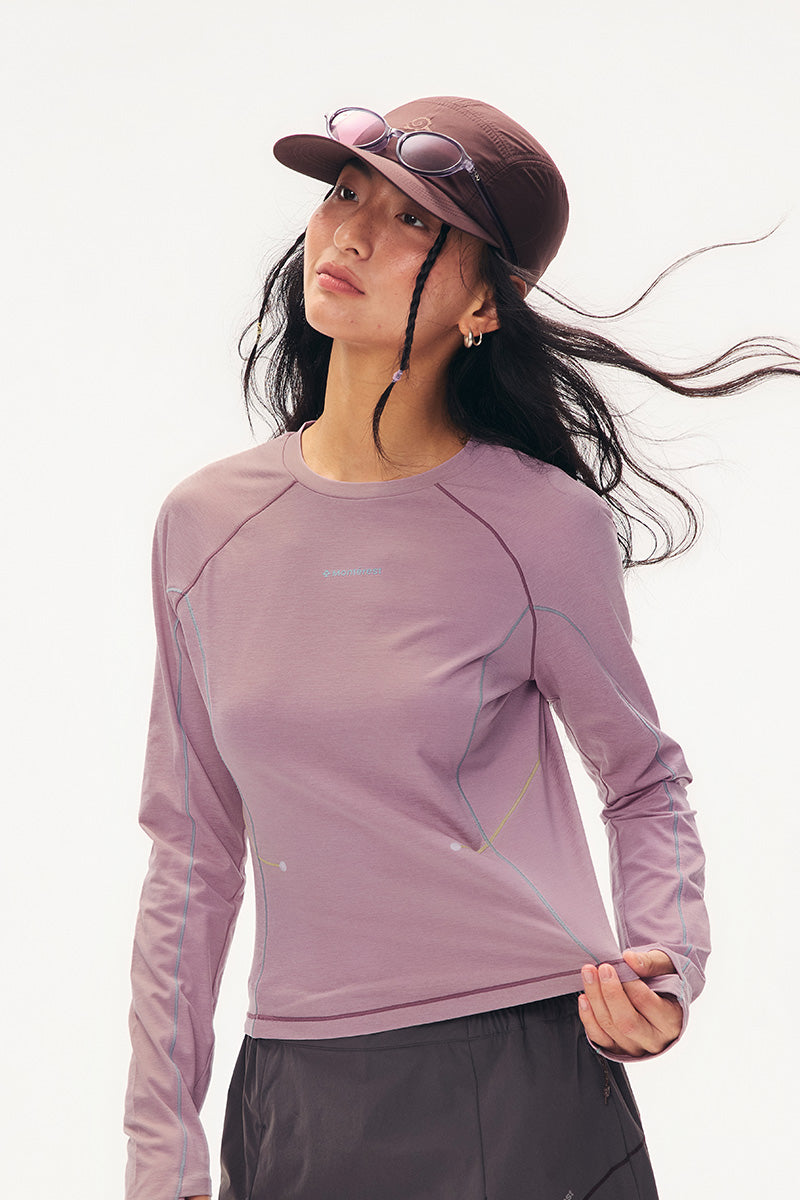 コントラストステッチ ロングスリーブTシャツ レディース