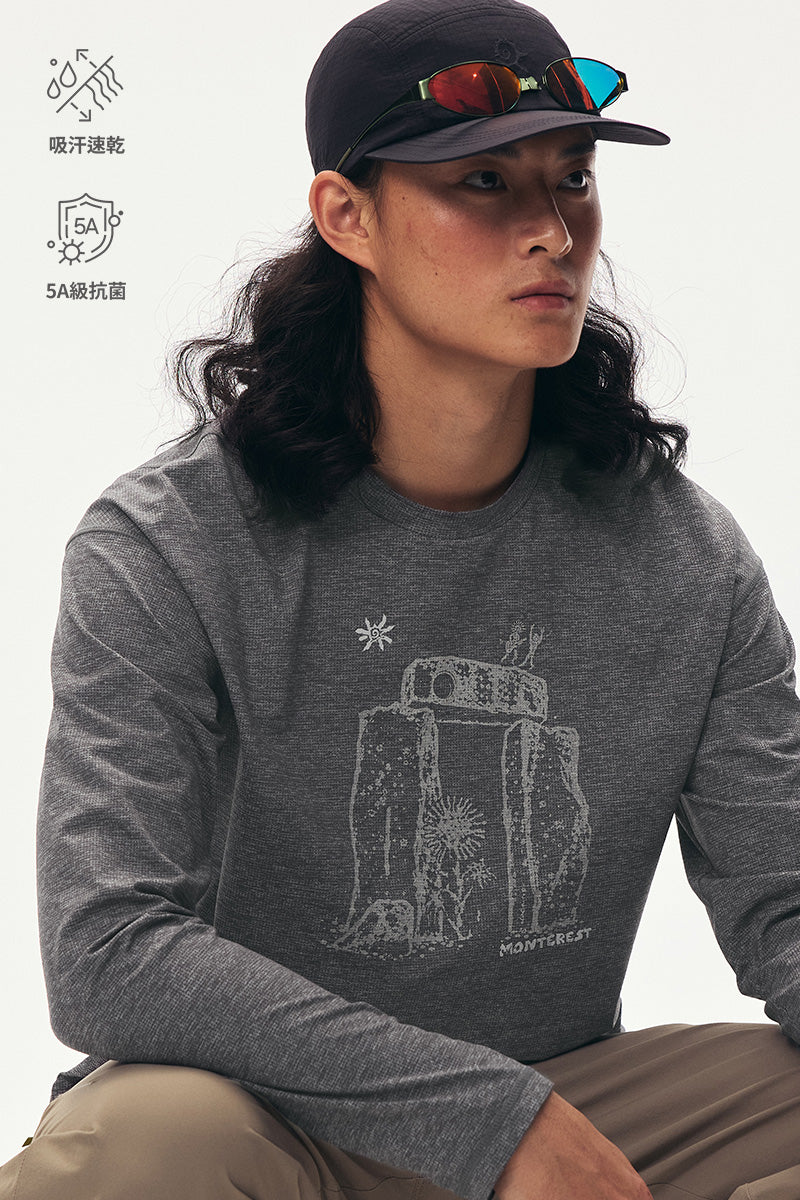 Monterest 「岩叙」トーテムグラフィック ロングスリーブTシャツ メンズ product image