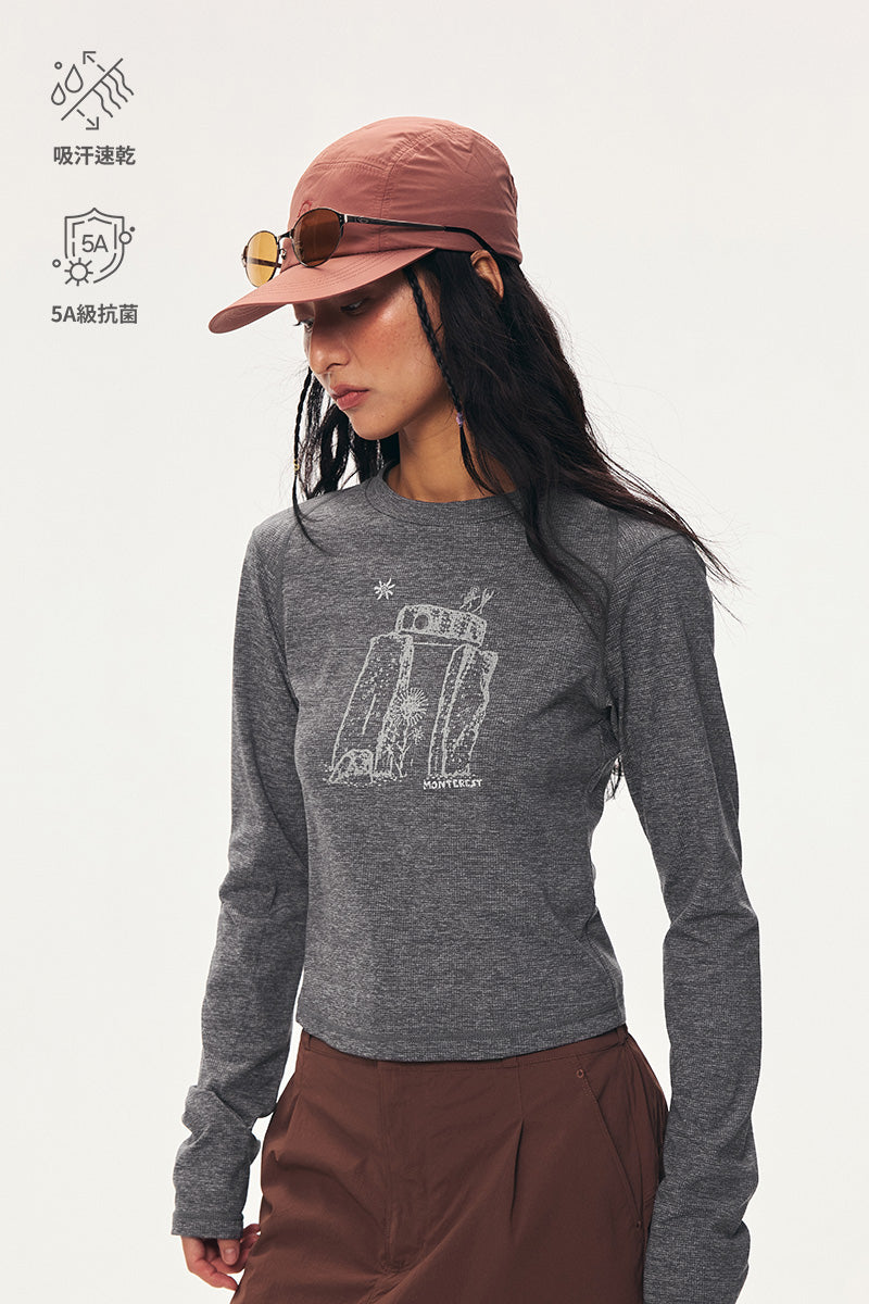 Monterest 「岩叙」トーテムグラフィック ロングスリーブTシャツ レディース product image
