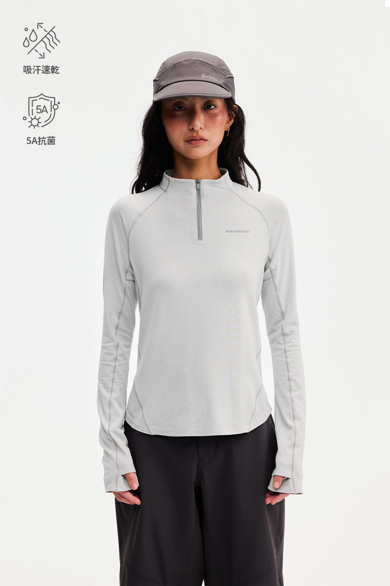 Women's Quick-Drying Half-Zip Long-Sleeve T-Shirt