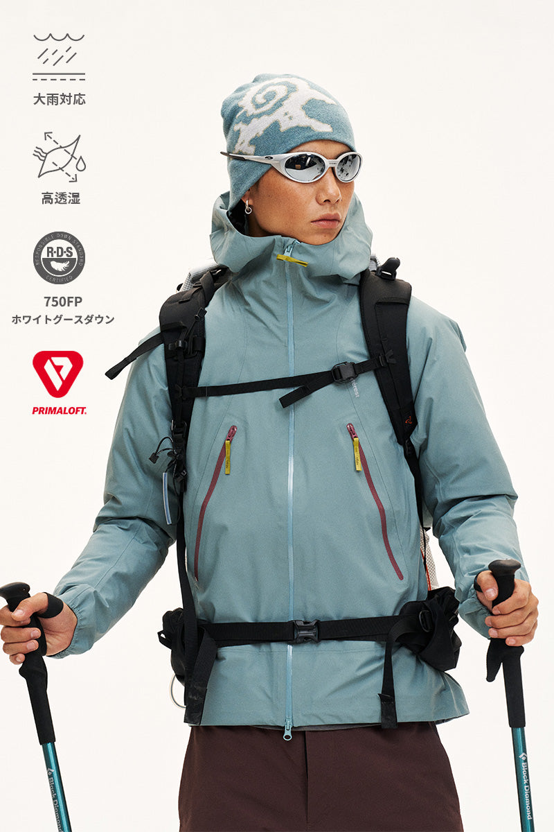 Waterproof 3-Way Shell Jacket with Down Liner