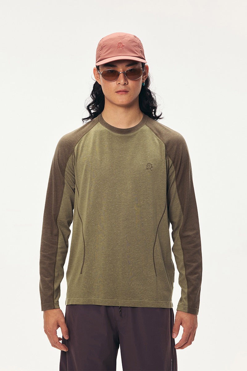 Retro Color-Block Long-Sleeve T-Shirt