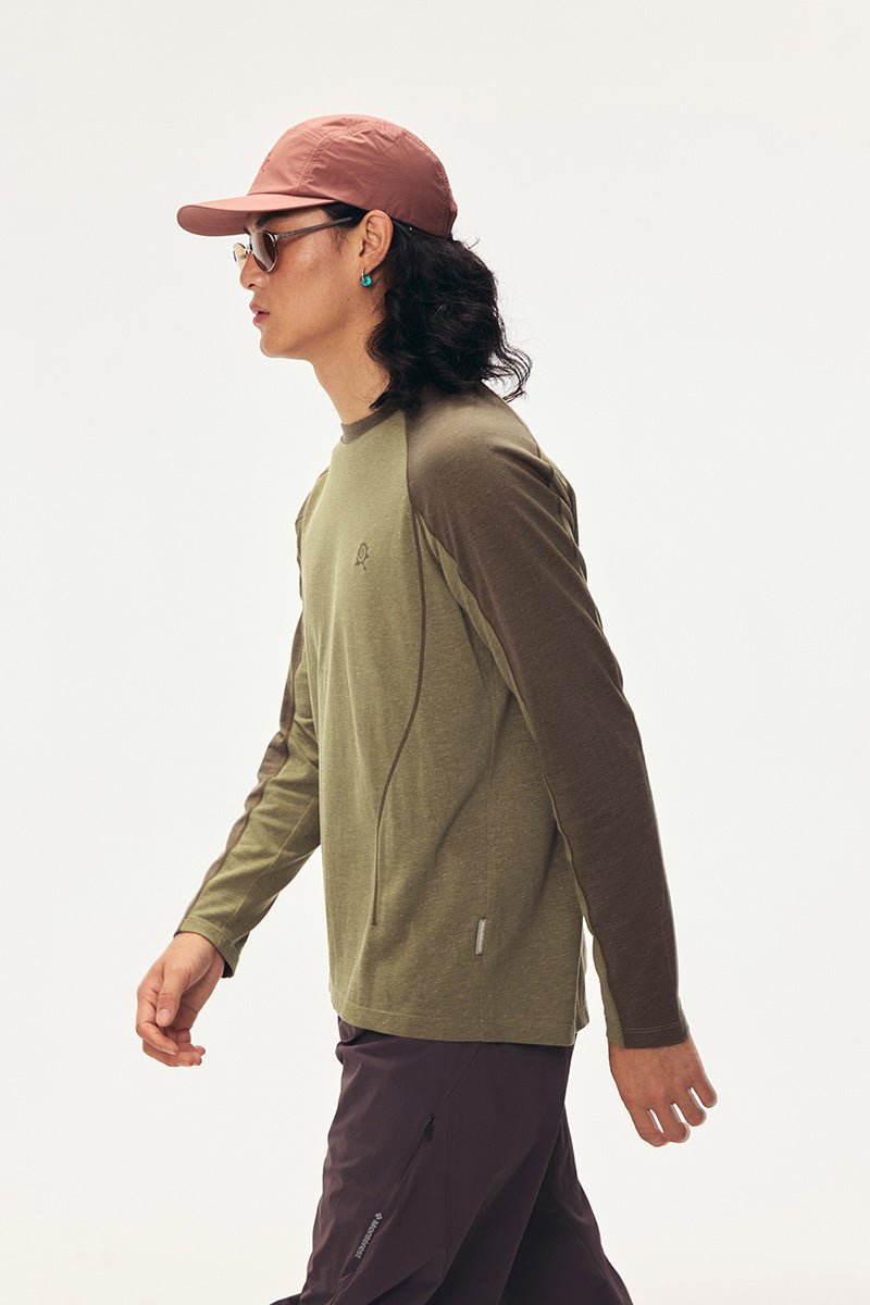 Retro Color-Block Long-Sleeve T-Shirt