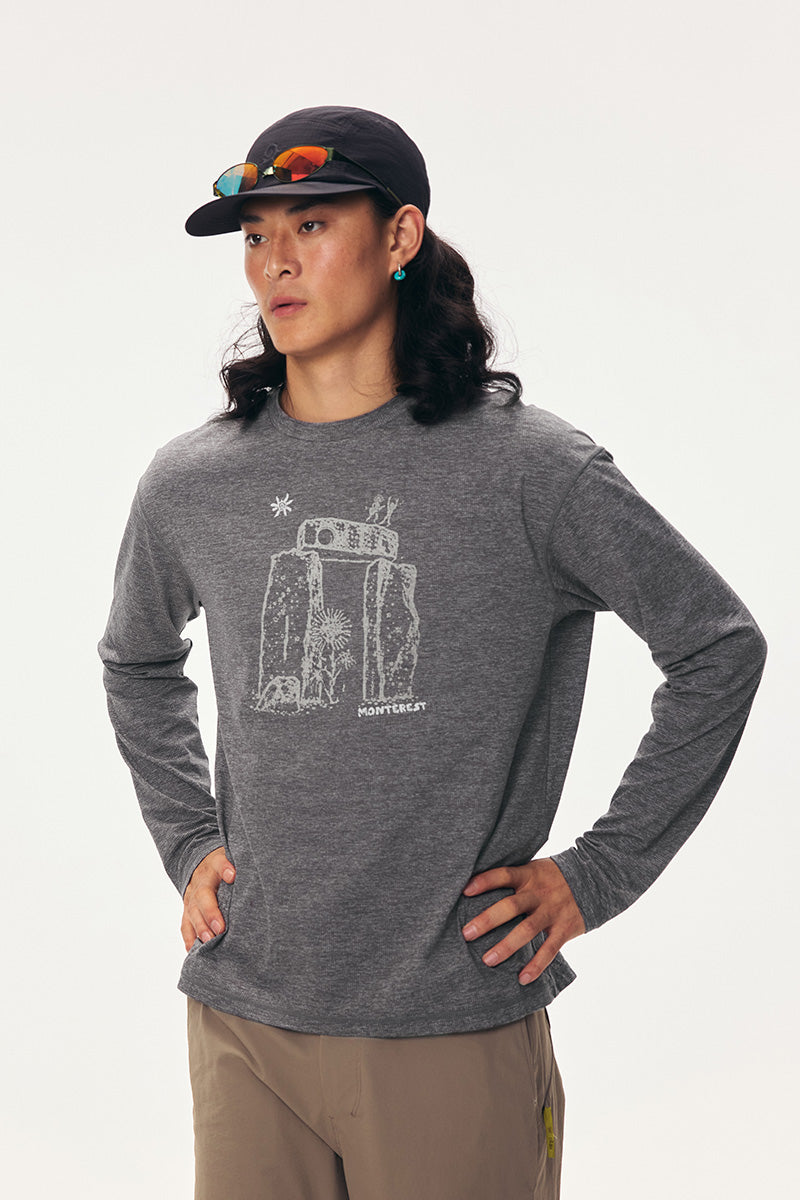 Monterest 「岩叙」トーテムグラフィック ロングスリーブTシャツ メンズ product image