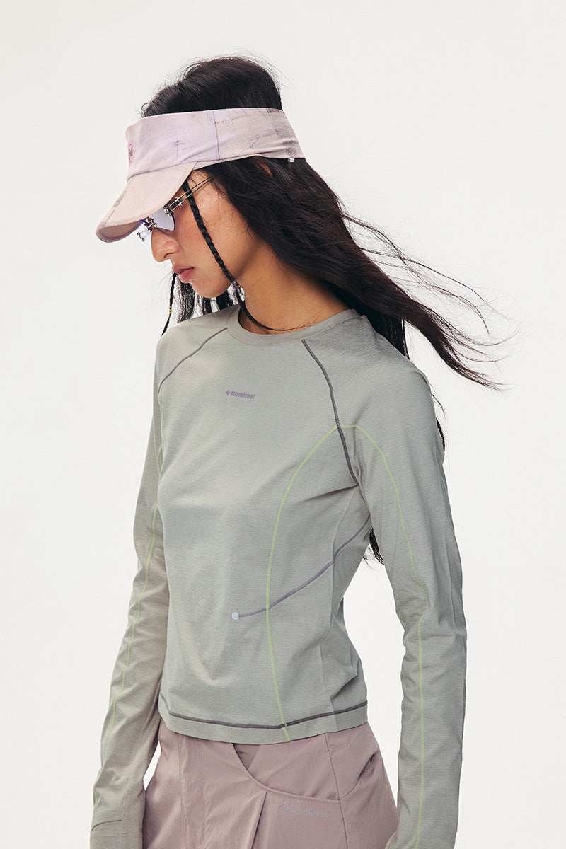 コントラストステッチ ロングスリーブTシャツ レディース