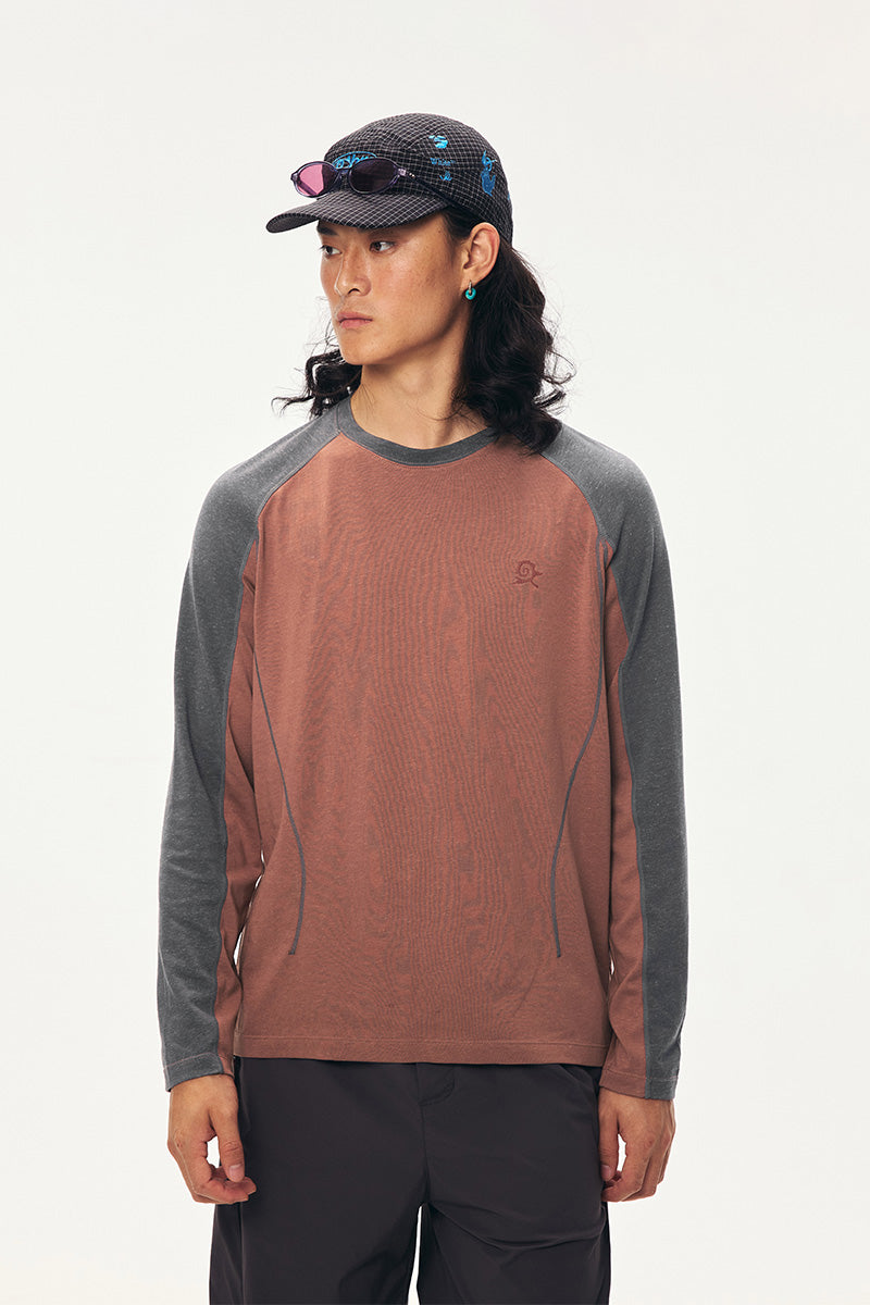 Retro Color-Block Long-Sleeve T-Shirt