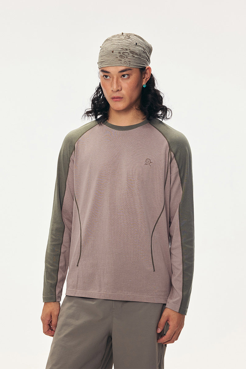 Retro Color-Block Long-Sleeve T-Shirt