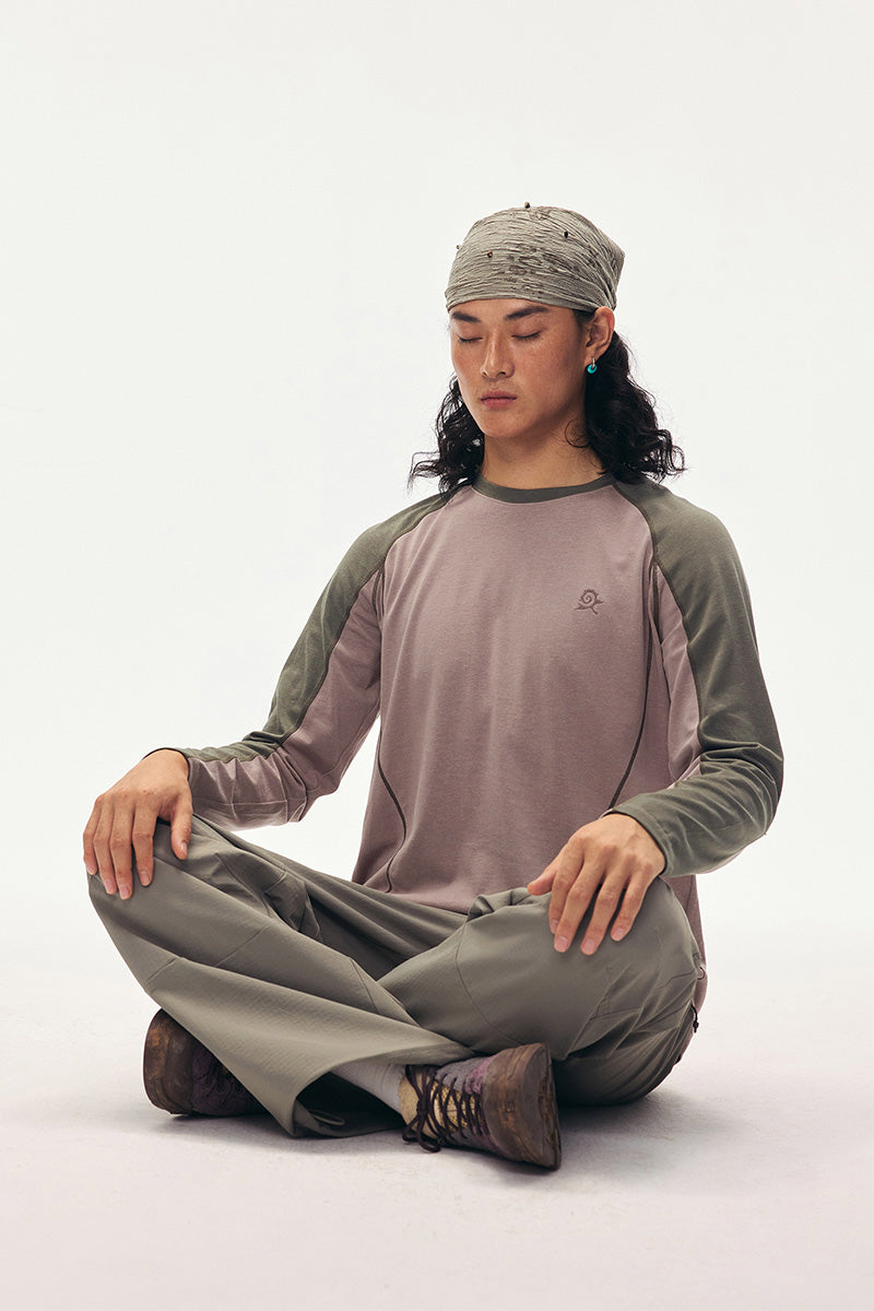 Retro Color-Block Long-Sleeve T-Shirt