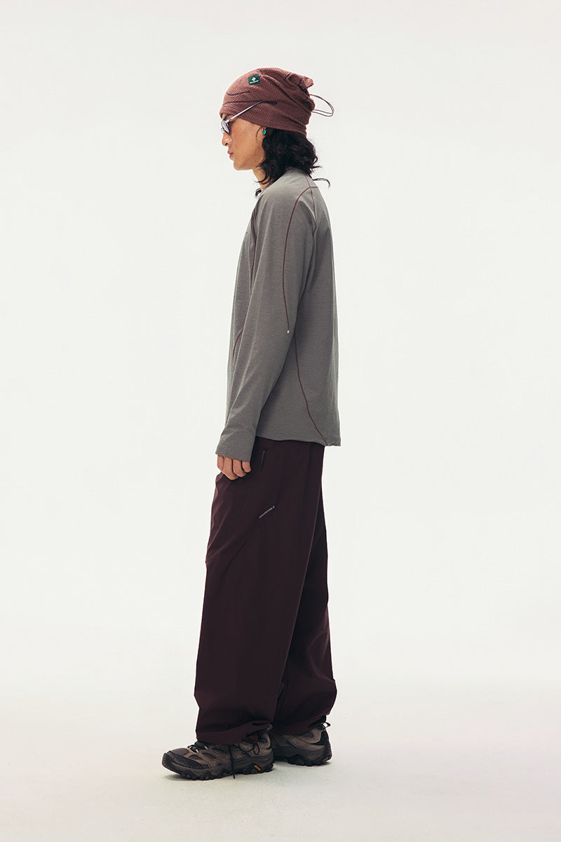 コントラストステッチ ロングスリーブTシャツ メンズ