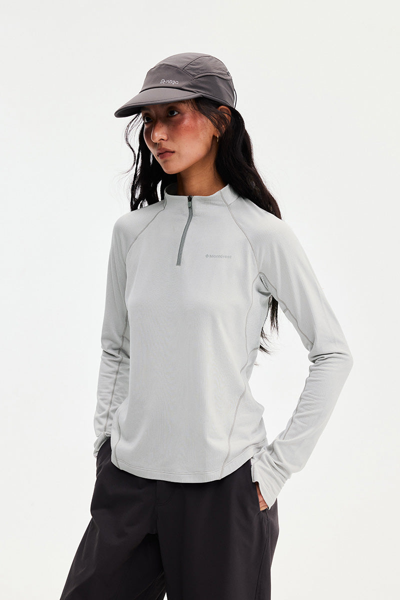 Women's Quick-Drying Half-Zip Long-Sleeve T-Shirt