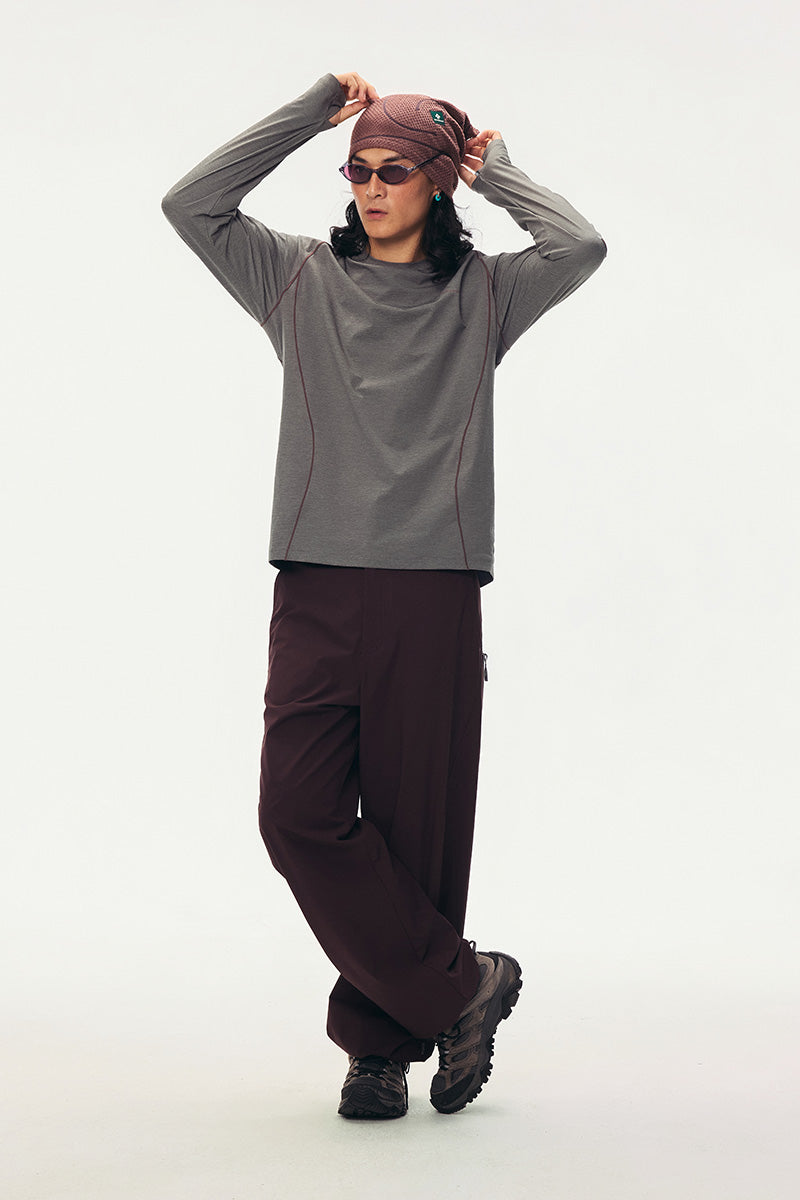 コントラストステッチ ロングスリーブTシャツ メンズ