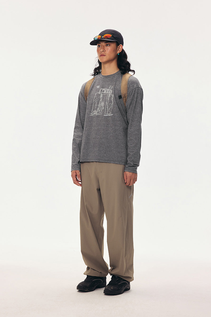 「岩叙」トーテムグラフィック ロングスリーブTシャツ メンズ