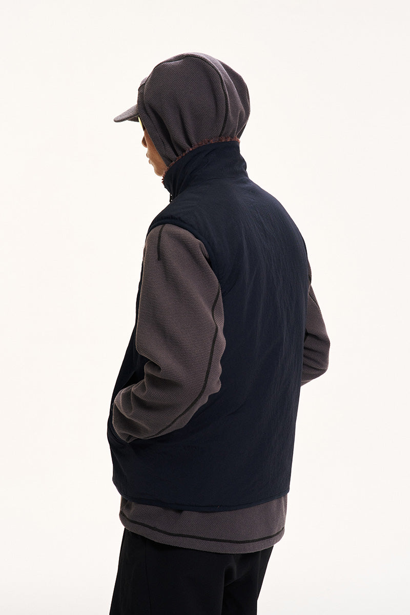 Reversible Stand-Collar Fleece Vest — Men's