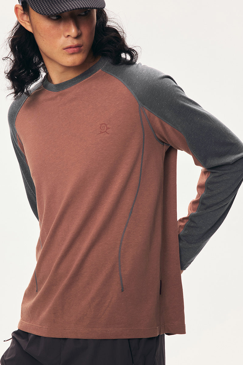 Retro Color-Block Long-Sleeve T-Shirt