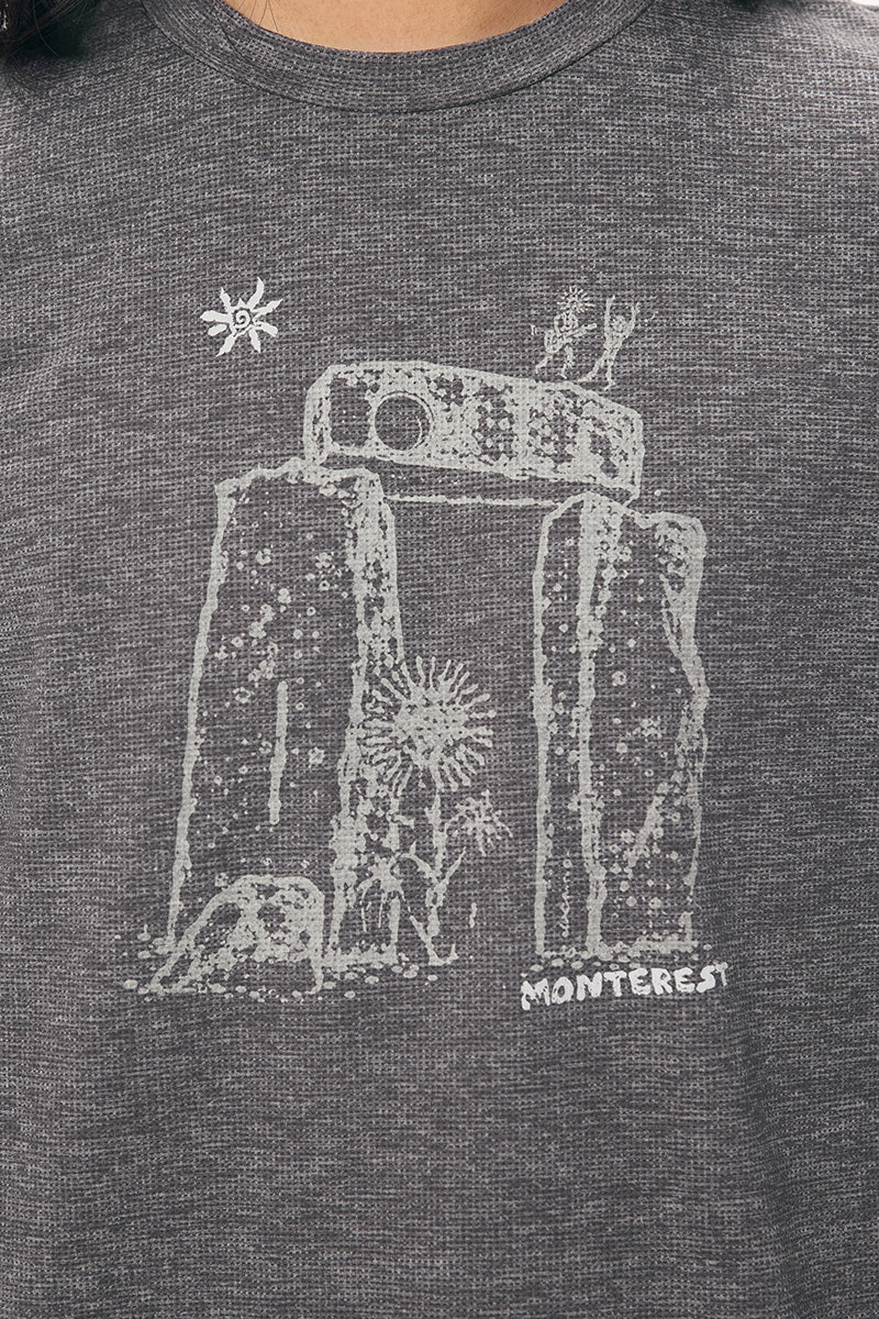 「岩叙」トーテムグラフィック ロングスリーブTシャツ メンズ