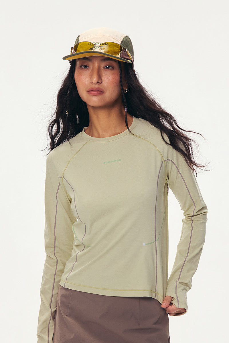 コントラストステッチ ロングスリーブTシャツ レディース