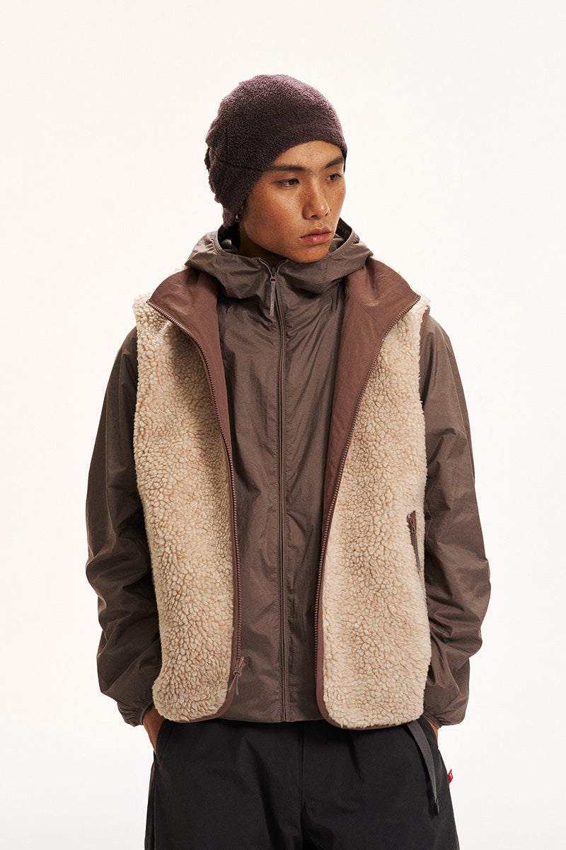 Reversible Stand-Collar Fleece Vest — Men's