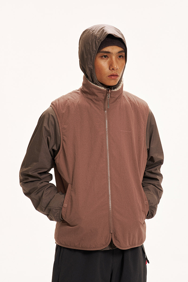 Reversible Stand-Collar Fleece Vest — Men's