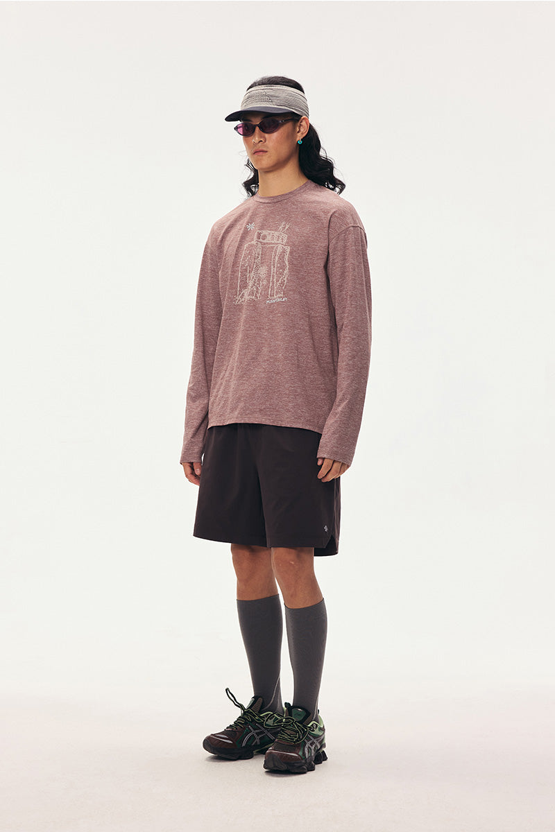 「岩叙」トーテムグラフィック ロングスリーブTシャツ メンズ