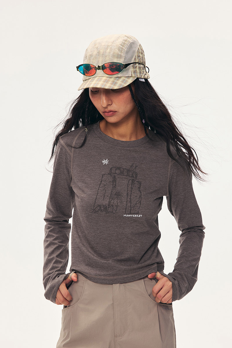 「岩叙」トーテムグラフィック ロングスリーブTシャツ レディース