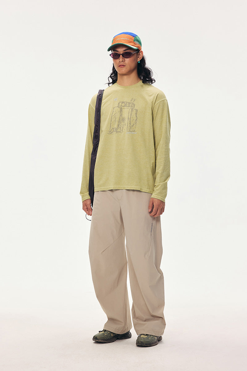 「岩叙」トーテムグラフィック ロングスリーブTシャツ メンズ